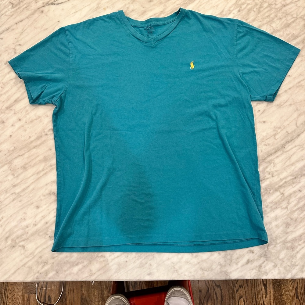 NO STAIN, JUST BAD LIGHTING. men’s large teal polo teeshirt unisex design